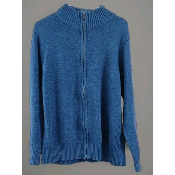 Dockers Men’s Full Zip Sweater Blue Cotton Ribbed Collar Y2K Preppy Retro Size L - Picture 1 of 4